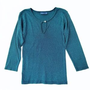 Michael Stars Vintage Shimmer Keyhole Top Teal One Size Y2K EUC